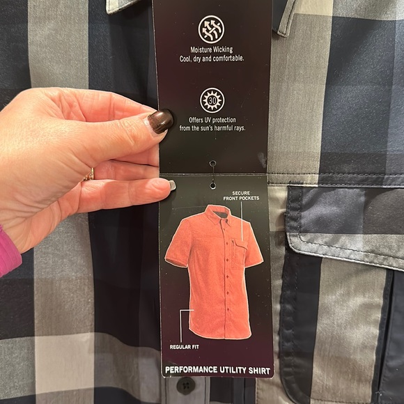 Wrangler Small ATG blue plaid All Terrain Gear short sleeve button down … - Picture 5 of 11